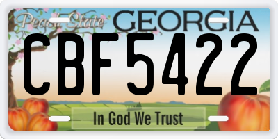 GA license plate CBF5422