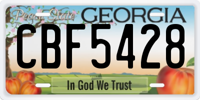 GA license plate CBF5428