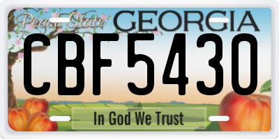 GA license plate CBF5430