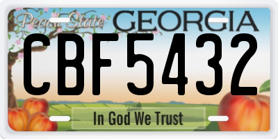 GA license plate CBF5432
