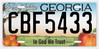 GA license plate CBF5433