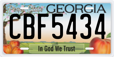 GA license plate CBF5434