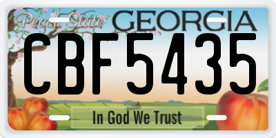 GA license plate CBF5435