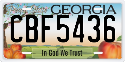 GA license plate CBF5436