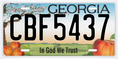 GA license plate CBF5437