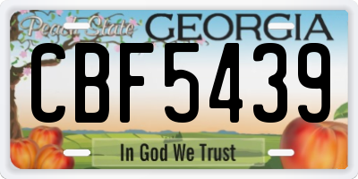 GA license plate CBF5439