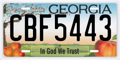 GA license plate CBF5443