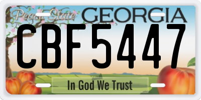 GA license plate CBF5447