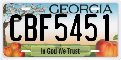 GA license plate CBF5451