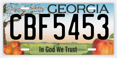 GA license plate CBF5453