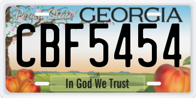 GA license plate CBF5454