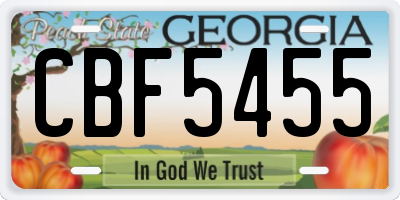 GA license plate CBF5455