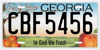 GA license plate CBF5456