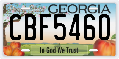 GA license plate CBF5460