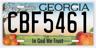 GA license plate CBF5461