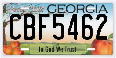 GA license plate CBF5462