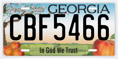 GA license plate CBF5466