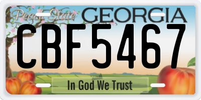 GA license plate CBF5467
