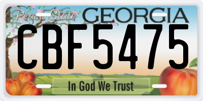 GA license plate CBF5475
