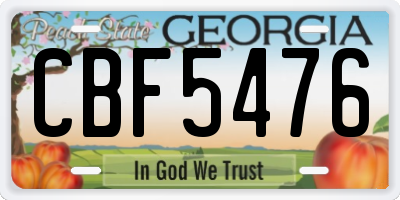 GA license plate CBF5476