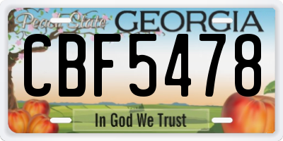 GA license plate CBF5478