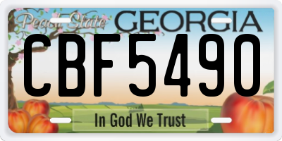 GA license plate CBF5490