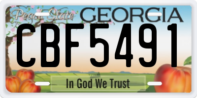 GA license plate CBF5491