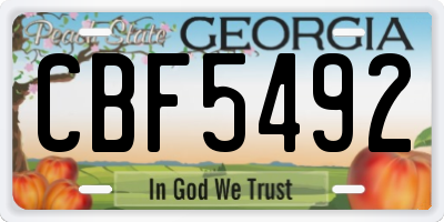 GA license plate CBF5492