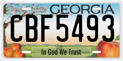 GA license plate CBF5493