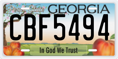 GA license plate CBF5494