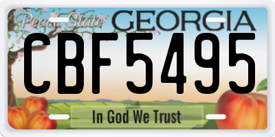 GA license plate CBF5495