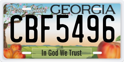 GA license plate CBF5496