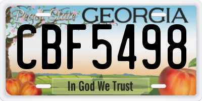 GA license plate CBF5498
