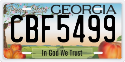 GA license plate CBF5499