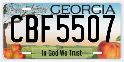 GA license plate CBF5507