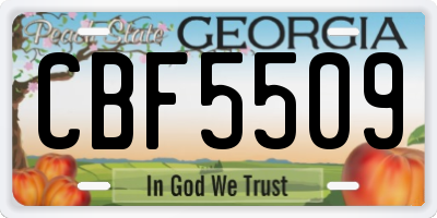 GA license plate CBF5509