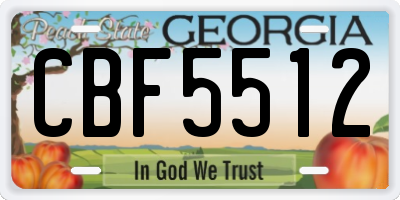 GA license plate CBF5512