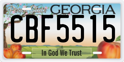 GA license plate CBF5515