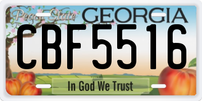 GA license plate CBF5516