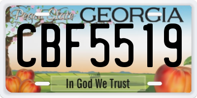 GA license plate CBF5519