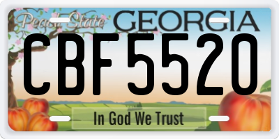 GA license plate CBF5520