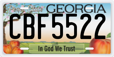 GA license plate CBF5522