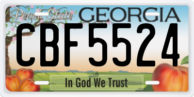 GA license plate CBF5524