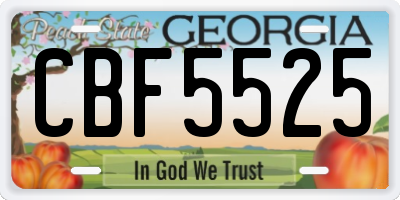 GA license plate CBF5525