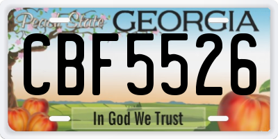 GA license plate CBF5526