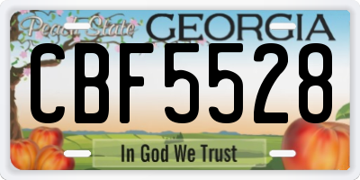 GA license plate CBF5528