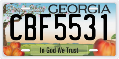 GA license plate CBF5531