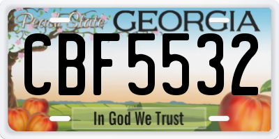 GA license plate CBF5532