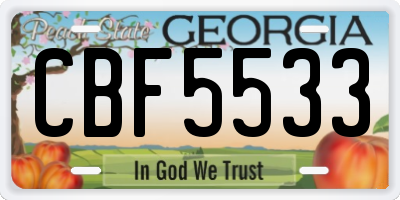 GA license plate CBF5533
