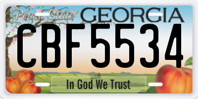GA license plate CBF5534